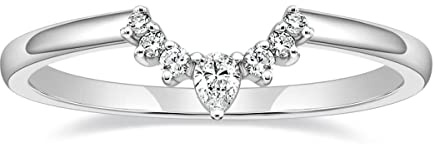 Titaniumcentral Ringe Damen Schmal Vorsteckring Rosegold Gold Silber Birnen und Rund Schliff Zirkonia Verlobungsringe Eheringe