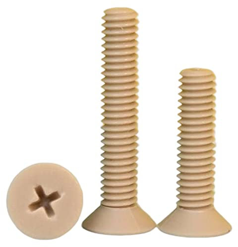 1 x beigefarbene Nylon-Kreuzschlitz-Senkkopfschrauben, M6 x 40 mm, für DIY-Montage, mechanische Teile, Zubehör, Befestigungselemente, Formenherstellung.