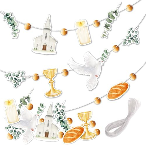 Papierdrachen - Guirnalda festiva para manualidades - Gran decoración para bautizo, comunión, confirmación, confirmación u otras ocasiones - Eucalipto - Set 1