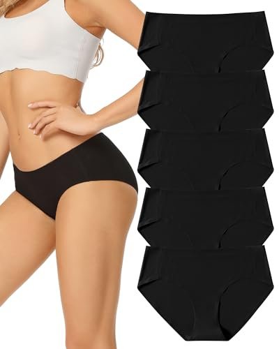 VOENXE Culotte sans Couture Femme, Invisible Slip Sport, Hipster Microfibre | Seamless Women Underwear sous-VêTements,Taille Basse No Show Shorty Panties Multipack,Lot de 5 Pack