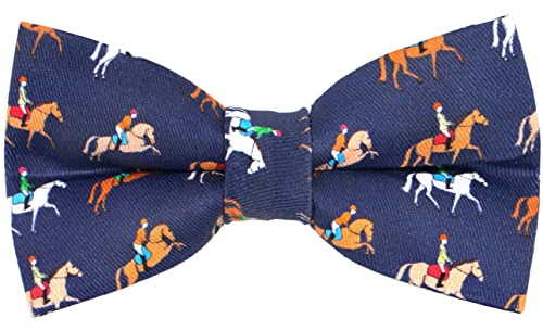 OCIA Cotton Cute Pattern Pre-tied Bow Tie Adjustable Bowties for Adult & Children (horse race)