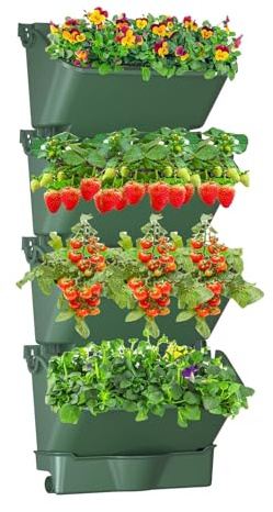 WMLBK Hängende Pflanztaschen mit Befestigungsschrauben, vertikale lebende grüne Wand mit 4 Töpfen, selbstbewässernd, vertikale Tasche, Garten, Wand, Pflanzgefäß, zum Aufhängen im Innen- und