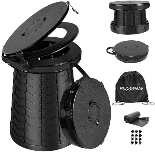 PLOGGING Toilette da campeggio, WC portatile per adulti, WC pieghevole in altezza regolabile, vasino portatile per campeggio, emergenze all'aperto, auto, viaggi