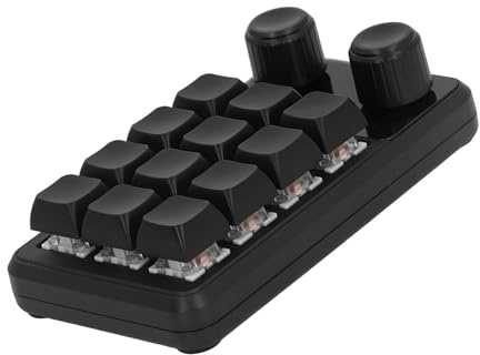 Walfront Mechanical RGB Gaming Keypad with Blue Switch 12 Keys 2 Knobs for Office Music Industry ABS Black