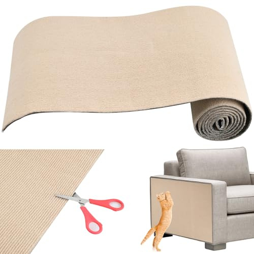 Amexo Tapis À Gratter Autocollant pour Chat, 40x200 Cm Tapis Griffoir pour Chat Climbing Cat Scratcher, DIY Climbing Cat Scratcher, Griffoir Mur À Griffer pour Protéger Les Tapis Le Canapé (Kaki)
