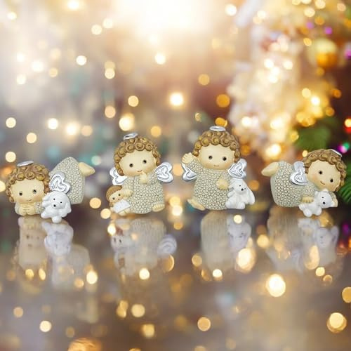 Doni Bomboniere 12PZ Magnete Angioletto Bimbo Bimba Decorazione Natale Fai da Te Addobbi Natalizi Decorazioni Chiudi Pacco Originale Economico Gadget Ali Argento Simbolo d'Amore Benedizione