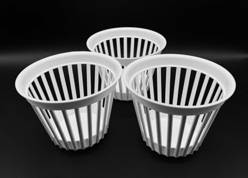 Kimmel 3 Stück Übertopf Stegmuster 12 cm Orchideentopf Pflanztopf Blumentopf, Zimmerpflanze Dekotopf, aus Kunststoff, Farbe weiß