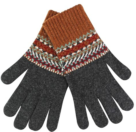 Strumpsnobb ullhandskar för män | Vinter söta Fairisle-handskar för kallt väder, Orange, en storlek