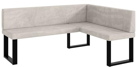 MEBLINI Eckbank für Esszimmer - Küchenbank - Essecke - Sitzecke Küche - Toni - U-Beine 128x168x87cm Rechts - Beige Samt