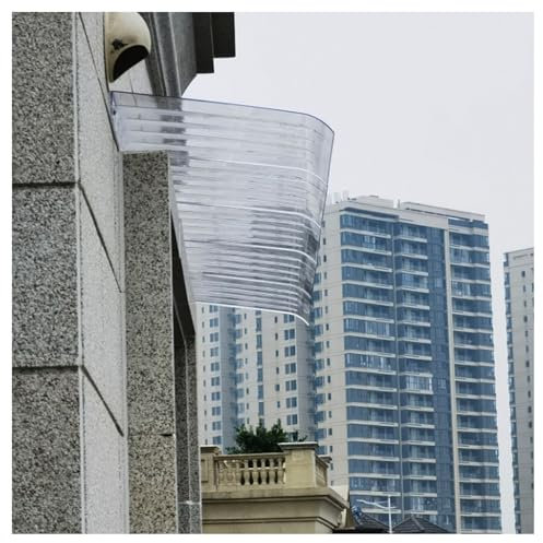 Modern Transparent Polycarbonate Canopy 50x90cm Outdoor Window Door Awning for UV Rain Snow Protection Strong Shelter for Porch Roofing Curved Canopy Design Durable Canopies for Home Protect
