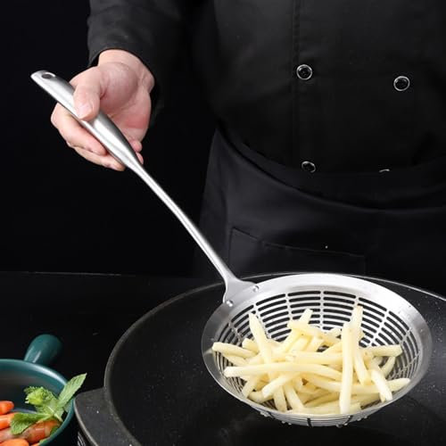 Colador Espumadera Cuchara Ranurada Inoxidable, Colador grande de acero inoxidable 304, cucharón espumador de cocina, cuchara coladora de comida for Pasta, herramientas de cocina, colador de alimentos
