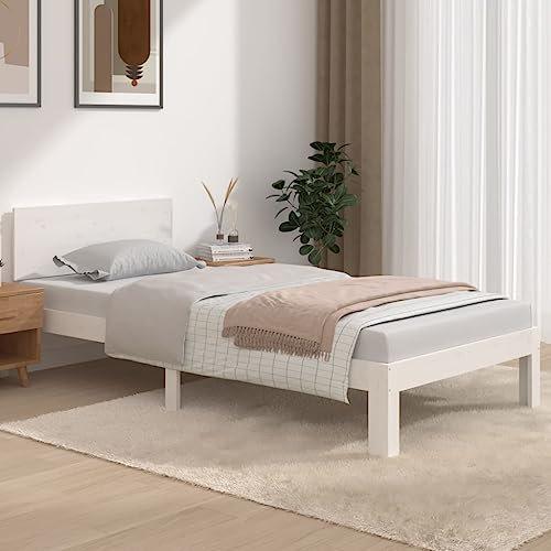 MOBCANT Massivholzbett, Bett Seniorenbett Familienbett Bettstütze Geeignet für Wohnungen Schlafzimmer Schulen Gästezimmer Weiß 90x190 cm
