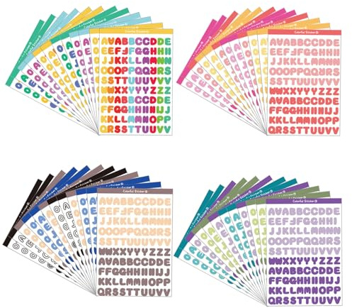 Bubaxuce 4800 Piezas Pequeñas Letras De Vinilo De Colores, 48 Hojas De Pegatinas Adhesivas Mini Alfabeto, Etiquetas De Números Y Letras De 1 Cm para Manualidades DIY