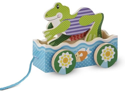 Melissa & Doug 13615 Amichevoli Rane Giocattolo da Traino, Multicolore