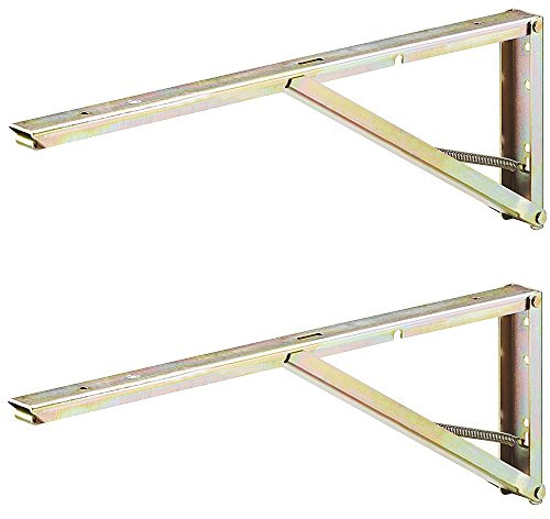 GedoTec Metall Klappkonsole - Klappträger klappbar - H3050 | Metall gelb chromatiert | 380 x 25 x 120 mm | Möbel-Beschlag Tragkraft 40 kg | 2 Stück - Stahl Tischbeschlag Verlängerung