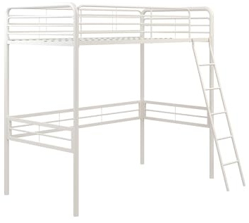 DHP Tommy Twin Metal Loft Bed, Off White