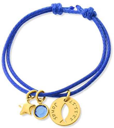 Taufarmband Junge Kinder mit Gravur Mädchen Armband Tauffisch Kinderarmband zur Taufe Ichtys Silberschmuck Baby Taufgeschenk Stern Geburtsstein | HANDMADE IN GERMANY