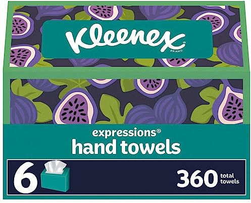 Kleenex Expressions Einweg-Papierhandtücher, Papierhandtücher für Badezimmer, 6 Boxen, 60 Handtücher pro Box (360 Tücher insgesamt)