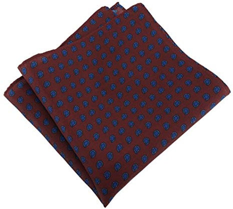 TigerTie Designer Seideneinstecktuch in bordeaux blau silber schwarz Paisley gemustert - Pochette 100% Seide
