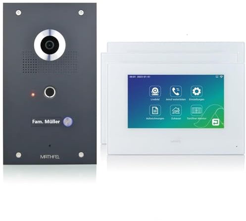 Sistema de interfono para puerta con 2 cables y cámara de ojo de pez (170 grados), Plateado