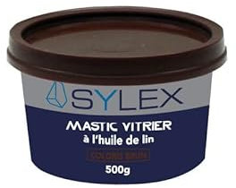 SYLEX - Mastic vitrier à l'huile de lin - Conditionnement 500GR, Couleur BRUN