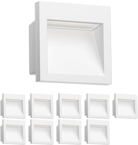 ledscom.de 10x LED Wandeinbauleuchte NOLA, Downlight für außen, IP54 matt, 90 x 90mm, warmweiß