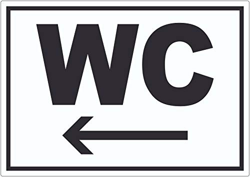 WC mit Pfeil nach links Aufkleber A4 (210x297mm)