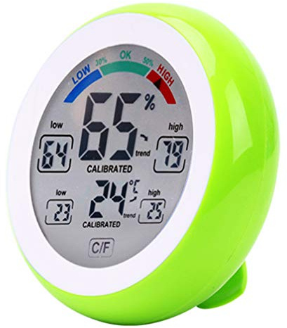 Meichoon Thermomètre Hygromètre électronique sans Fil Pour Intérieur et Extérieur,écran Tactile Rond Avec écran LCD,Testeur de Station Météo,UD02 Vert