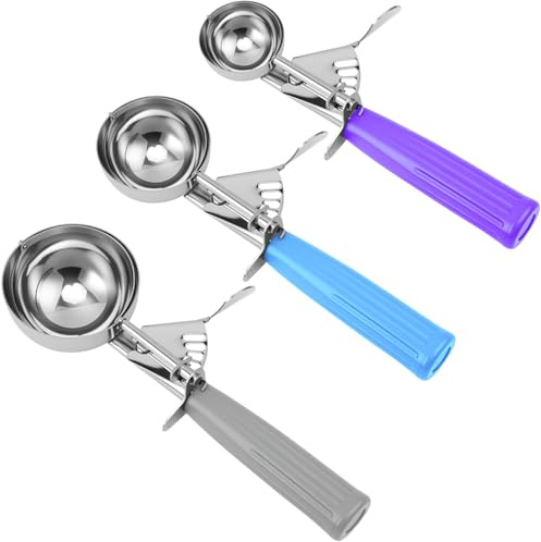 JUNADAEL J Ice Cream Scoop, Cookie Scoop Set, Incluede 1.2 OZ/ 2 OZ/ 4 OZ Scoop, Portion Control For Cookie Dough, Ice Cream, Cupcake, Muffin, Mashed Potatoes, Side Dish, Pancake