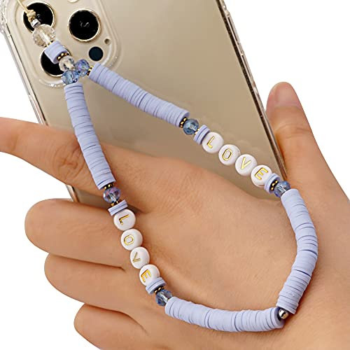 Handykette Perlen Handyanhänger, Handy Lanyard Perlen Kette für Handy Acryl Telefon Anhänger Seil Böhmen Stil Bunte Perlen Telefon Kette Strap für Frauen Auto Schlüsselanhänger