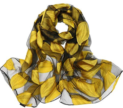 PRETYZOOM Farbe Seidenschal Gaze-schal Frauen Bedruckter Seidenschal Modeschal Sommer Schal Wickeln Sonnenschutz Schal Chiffonschals Strandtuch Schal Satinschals Blätter Fräulein Mehrzweck