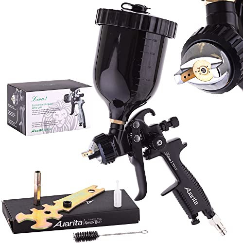 Pistola a spruzzo con tecnologia HVLP Auarita LION 1 BLACK Ugello da 1,3 mm Durevole Capacità di 600 ml per la verniciatura TRE modalità di impostazione Molto efficiente Ottimo per materiali pesanti