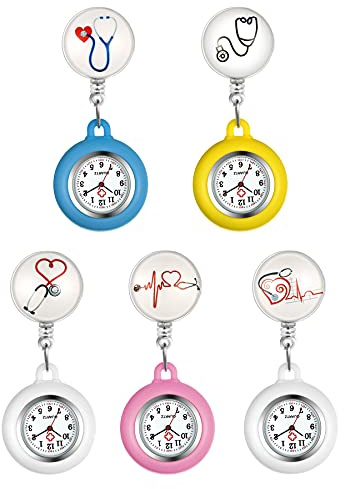 Avaner Krankenschwesteruhr Pflegeruhr Analog Quarzwerk FOB Ansteckuhr mit Pin/Clip Arzt Doktor Medical Taschenuhr aus Silikon