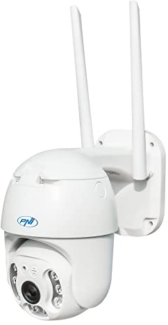 PNI Caméra de vidéosurveillance IP65 Live PTZ 5MP, GSM 4G, Fente pour Carte Micro SD, détection de Mouvement, détection de Silhouette Humaine, extérieur IP66, LED IR et LED Blanches