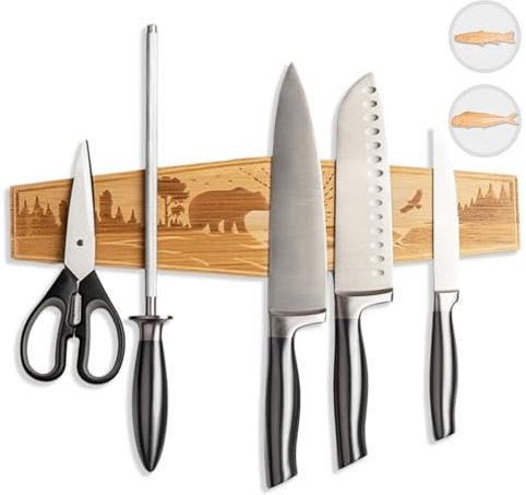 Mint Bucket Brands Prämie magnetischer Messerhalter für die Wand – extra starker Magnet – 16 Zoll Robustes Küchenregal zur Wandaufbewahrung – magnetische Messerleiste – Bambus-Magnet für Messer