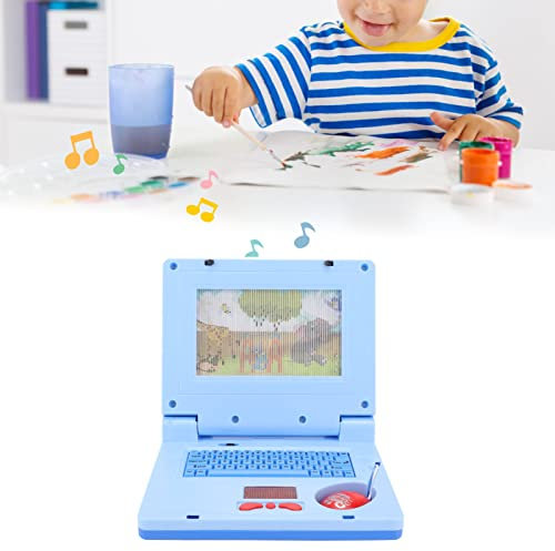 KENANLAN Kids Laptop - LED Music Laptop with 20 Learning Activities and 30 Music & Puzzles, Educational Computer for Kids Ages 3+, Blue Non-Retractable Mouse