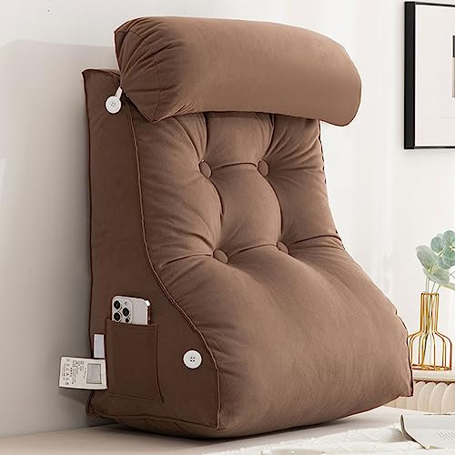 AMZZHAO Rückenkissen,Lesekissen,Keilkissen,Stützkissen,mit Abnehmbare Nackenrolle,Ideal als Rückenstütze zum Lesen,Arbeiten,und Spielen auf dem Bett,Sofa,oder Couch