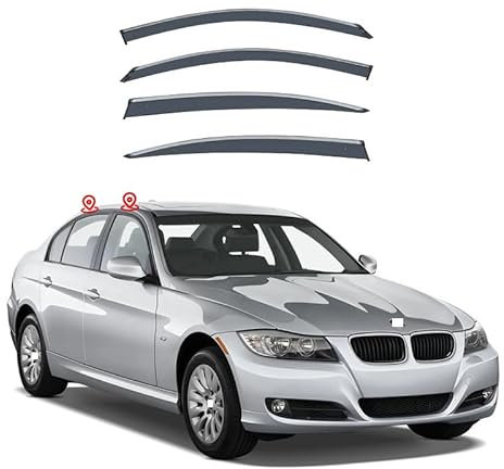 YSOLDA 4 Stück Auto Windabweiser Regenabweiser,für BMW 3 Series E36 E46 E90 F30 G20,1990-2023+,Regenschutz Seitenfenster Luftabweiser,E90 2005-2010