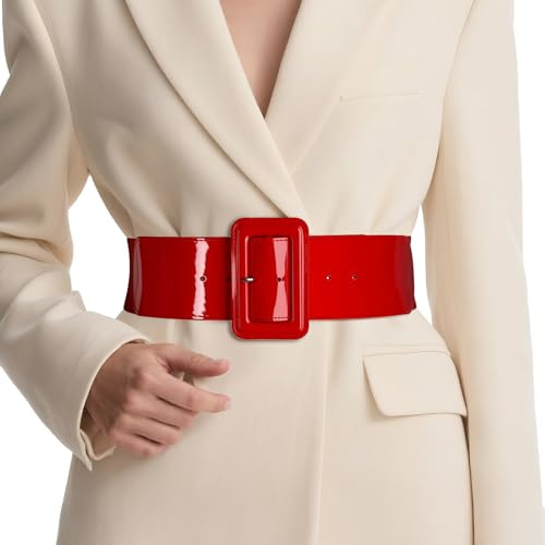 SUOSDEY Breiter Gürtel für Damen, Vintage Elastisch Taillengürtel für Kleider 7.5cm breit