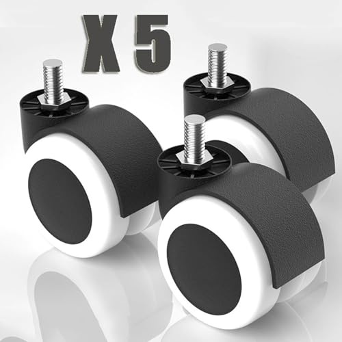 Ruedas Giratorias,Rueda Pivotantes para silla de oficina,Pack de 5 ruedas universales de recambio,Mute Gaming Silla Ruedas Ruedas,Con eje M10*10mm,A