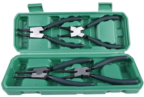 WIYETY Pinze per Anelli Elastici: 4 Pezzi Pinze per Anelli di Sicurezza, Snap Ring Pliers con Maniglie Antiscivolo, Snap Ring Pliers Set per Anelli Elastici per Interni ed Esterni per la Manutenzione