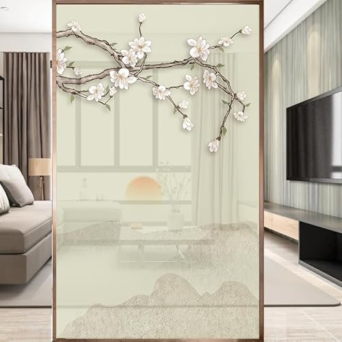Sichtschutzfolie 3D Fensterfolie Glasdekorfolie PVC für Badezimmer Kinderzimmer Küche,Schlafzimmer Wohnzimmer Esszimmer Büro Hotels Klassenzimmer 44.5x300 cm Baum
