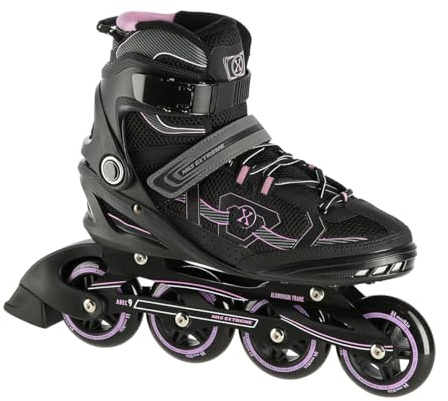 NILS EXTREME - Pattini in linea per uomo e donna - Estremamente comodi - Pattini a rotelle - Cuscinetti ABEC9CHROME - Pattini 82A - Taglia 44 - Nero e viola