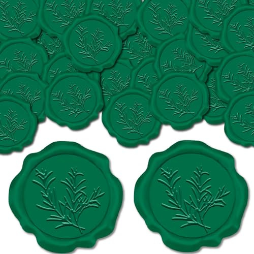 craspire 50 Stück Grüne Wachssiegelaufkleber Blätter Hochzeitseinladungen Umschlag Vintage Siegeletikett Selbstklebend Für DIY Einladung Umschlag Dekor Geburtstagsfeier Dekoration Basteln Sammelalbum