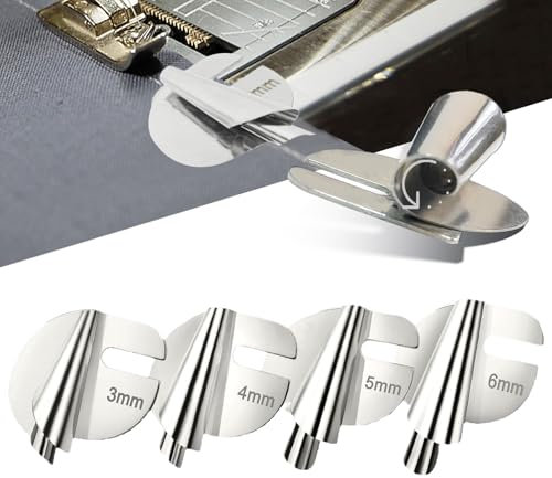 DANLIKT Rollsaumfuss füR NäHmaschine, 3-6 mm 4 Größen Edelstahl Rollsaum NäHmaschinen ZubehöR,Rollsaumfuß für Haushalts Industrienähmaschinen