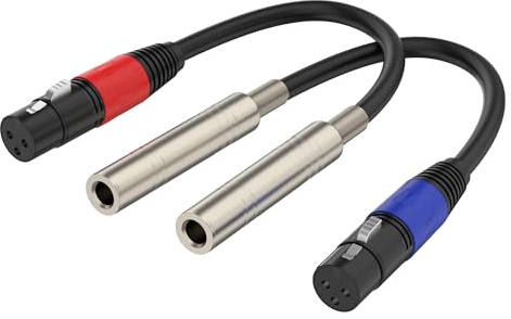 Jozzai 1/4“(6.35 mm) Female to XLR Female 3-Pin Socket Audio Cord, 1.1 Foot, 2 Packs, 6.35mm TRS/TS to XLR Jack Adapter, High-Purity 4N OFC Conductors, for Audio Electronic Devices
