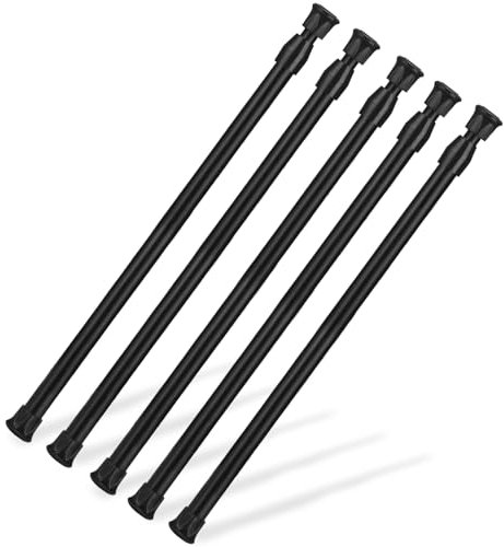 5 Stück Spannstange, OEH Spannvorhangstange, ohne Bohren, Federstange, kurze Spannstange, rostfreie kleine Spannstange, Mini-dünne Spannstangen für Schrank, Schrank, Küche, Schwarz (40,6–71,1 cm)