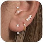 Adramata 4 Paar Ohrstecker für Damen Mädchen Gold/Silber Ohrringe Creolen Ohrstecker Chirurgenstahl Ohrringe Set Damenohrringe Piercing Ohr Schmuck Tragus Piercing Conch Helix Piercings Gold Silber