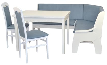 moebel direkt online 4tlg. Eckbankgruppe 125x165 cm Schenkelmaß weiß/blau