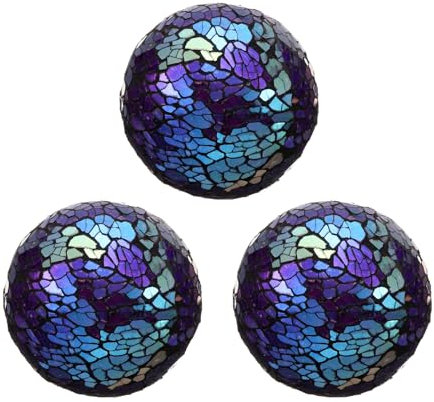 sourcing map 3 bolas de cristal decorativas de 2.36 pulgadas, esferas de centro de mesa, esferas de mosaico de vidrio para decoración, cuencos, jarrones, mesa de comedor, fiesta, color morado